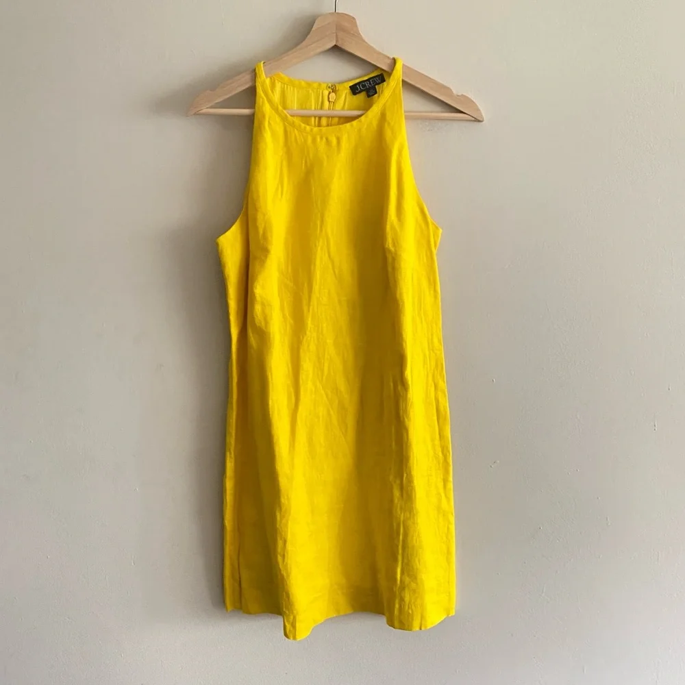 J. Crew Maxine High Neck Shift Dress in Linen Yellow - XS